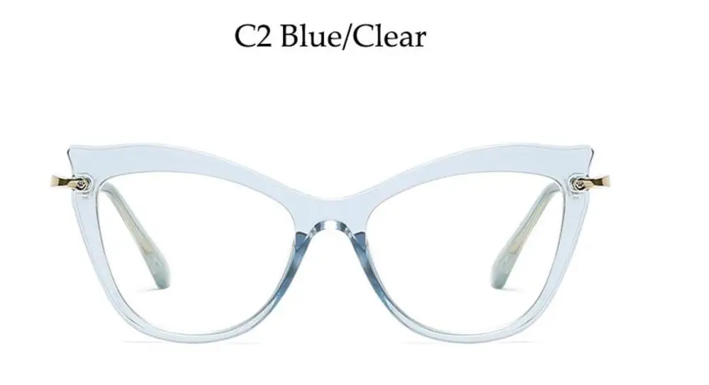C2 blue clear Сексуальные очки в черной оправе, оправа для очков для женщин, модные поддельные очки, близорукость, брендовые дизайнерские очки, кошачий глаз, оправа для очков - Цвет оправы: C2 blue clear