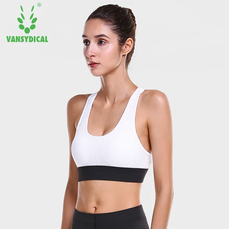 

Vansydical Sports Underwear Women's Breathable Mesh Gym Yoga Bras Running Shockproof Push Up Fitness Workout Bra Tops