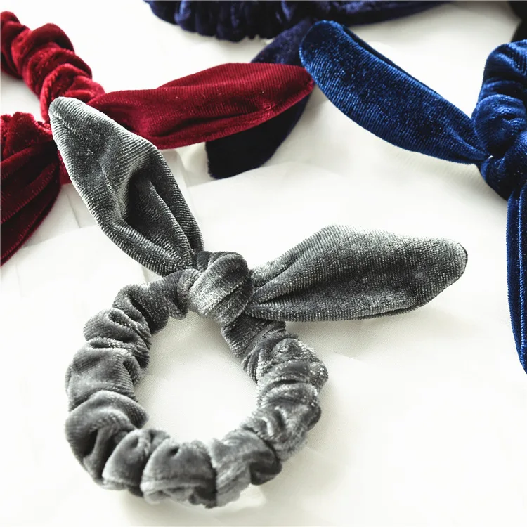 Зимний держатель для конского хвоста Женская мода RubberBand аксессуары кроличьи уши Девочка головной убор кольцо для волос Веревка для волос женский бархат Scrunchie