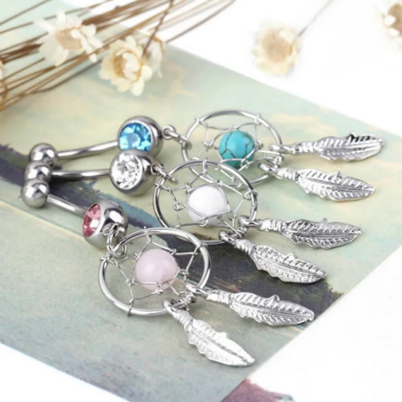 1 шт. панк рок кристалл драгоценный камень Ловец снов кольцо для ушей ювелирные