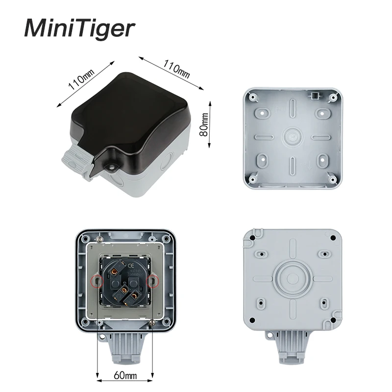 Minitiger IP66 водостойкая наружная настенная розетка 16A стандарт ЕС электрическая