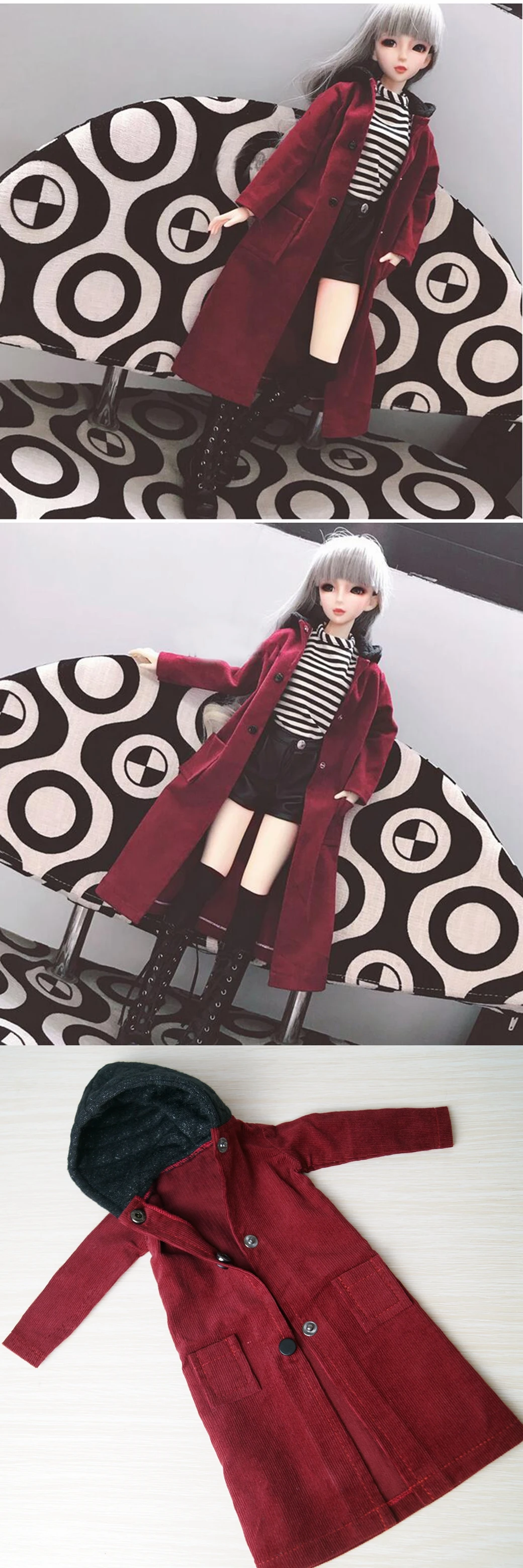 BJD одежда красное длинное пальто Верхняя одежда для 1/4 1" MSD 1/3 24" 60 см Высокая Женская шарнирная Кукла SD DK DZ AOD DD кукла использование