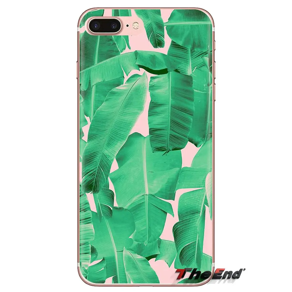 Тропический зеленый холщовый прозрачный мягкий чехол для Samsung Galaxy S3 S4 S5 Mini S6 S7 Edge S8