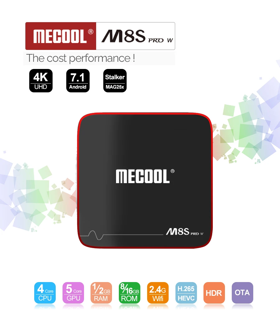 MECOOL M8S PRO W Android 7,1 ТВ приставка Amlogic S905W четырехъядерный Смарт ТВ приставка 1 ГБ ОЗУ 8 Гб ПЗУ 2,4G WiFi 100M LAN H.265 4K телеприставка