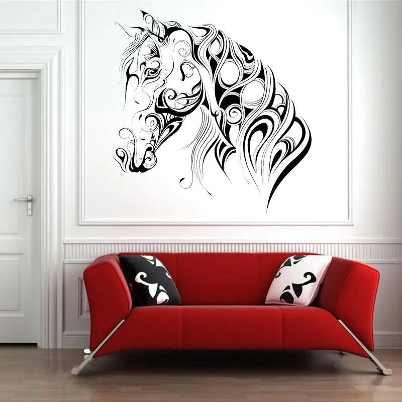 Креативный дизайн Виниловая наклейка на голову лошади домашний декор Настенная