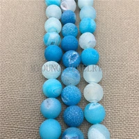 my0090 15 5strand matte sky blue titanium geode beadsround loose agates druzy beads for jewelry making