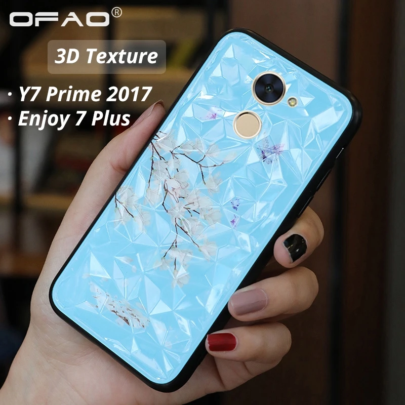 3D Алмазная текстура цветочный чехол для Huawei Y7 Prime 2017 Enjoy 7 Plus чехлы Ромбический