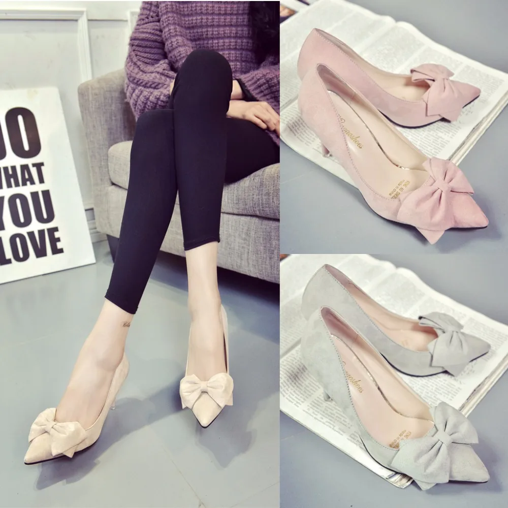 Туфли из органической кожи 7 см женские туфли лодочки с бантом 6 цветов удобные