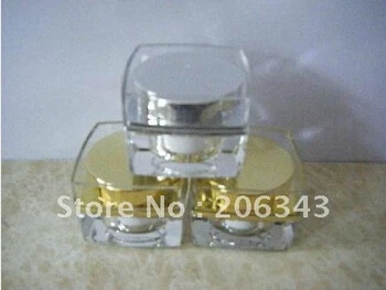 10g ACRYLIC SHINY GOLD, SHINY SILVER cream bottle, cosmetic container, ,cream jar, Cosmetic Jar, Cosmetic Packaging