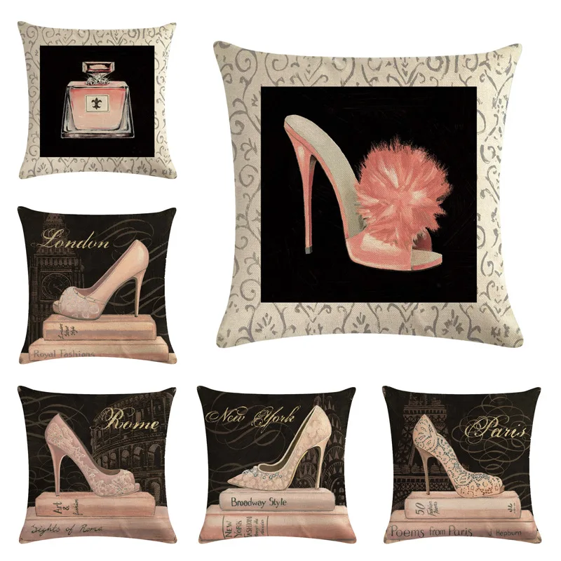 Духи и туфли декоративная наволочка хлопчатобумажная льняная квадратная 45x45 см
