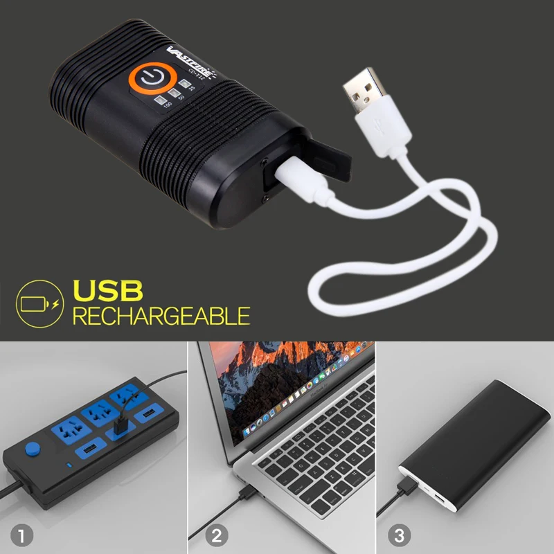 2000lm USB Перезаряжаемый передний велосипедный светильник 2x XM-L T6 светодиодный велосипедный фонарь 5 режимов велосипедный головной светильник со встроенным аккумулятором и зарядным устройством