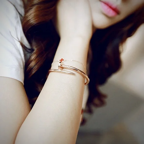 Шурупы ногтей манжеты браслеты медь любовь для женщин золото Pulsera Jewelry