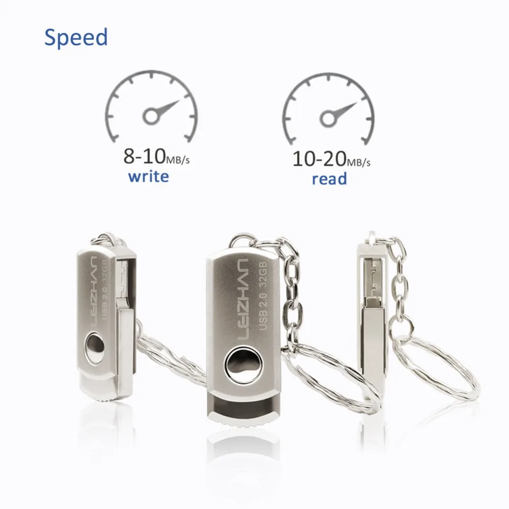 Металлический флеш накопитель LEIZHAN 64 ГБ USB Флешка 32 Гб для хранения данных и