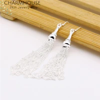 charmhouse 925 silver earrings for women multi lines tassel long earing brincos femme pendientes fashion jewelry party gifts