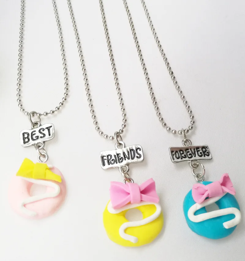3 шт./компл. дружбы пончик стерео имитация ожерелье BFF для детей Best Friends Forever для детей, ювелирное изделие, подарок MDNEN ert27