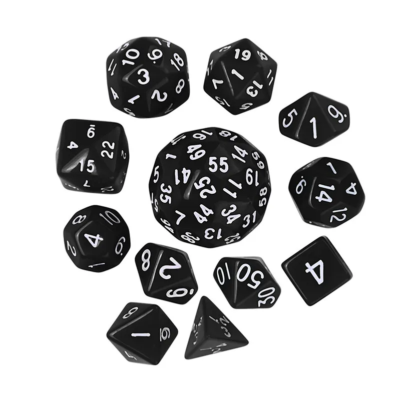 12 шт многогранные игральные кости для игры многогранные D60 многогранные акриловые цифровые игральные кости Развлекательное Оборудование# 2N