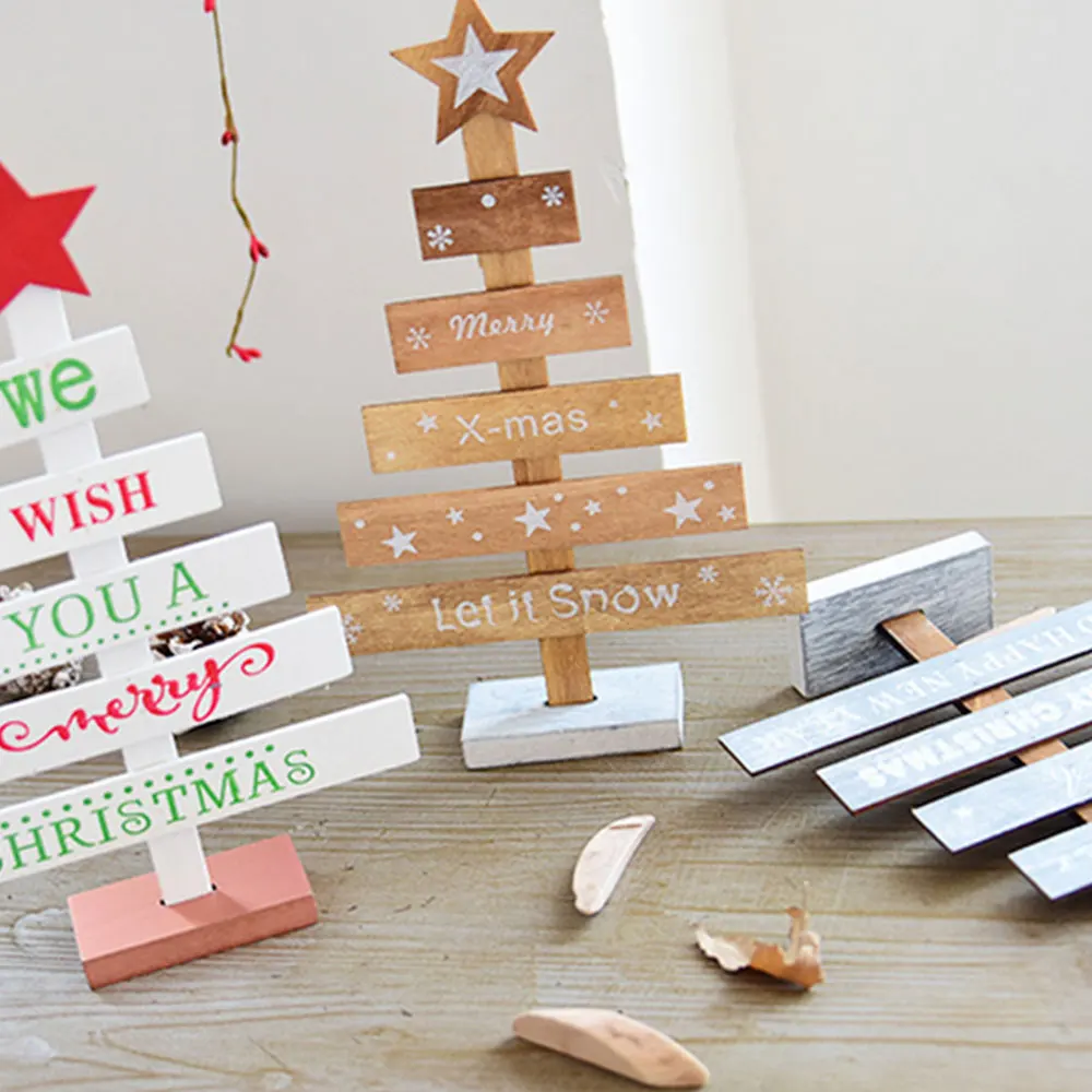 2019 Wooden Desktop Christmas Tree Beautiful Holiday for Toy Drop Shipping | Дом и сад
