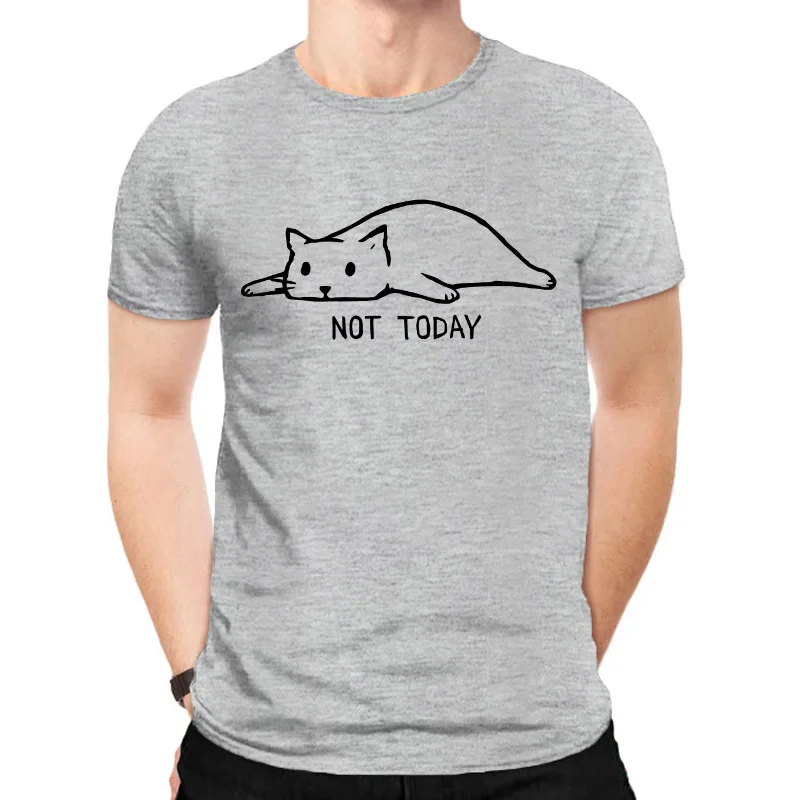 Мужская футболка Lazy Cat большого размера с забавным принтом 100% хлопок