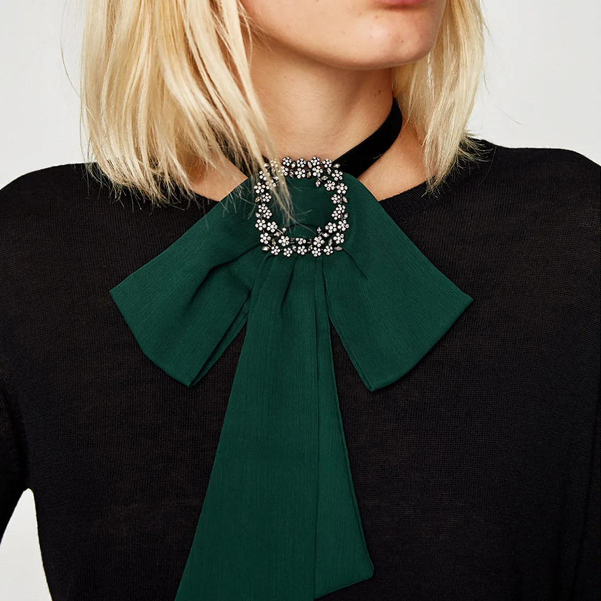 Women Fashion Chiffon Statement Necklace Collar Sweater Chain Choker Pendants for Bowknot Jewelry Wholesale |