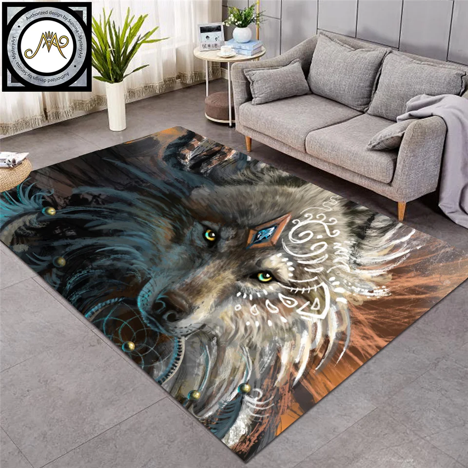Большой ковер Wolf Warrior от SunimaArt коврик для гостиной с рисунком Ловца снов