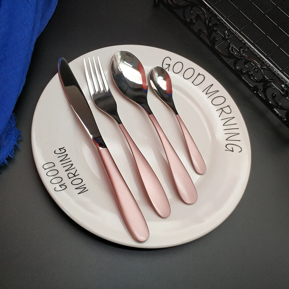 Хит продаж 4 шт. классические элегантные столовые приборы розового и серебряного
