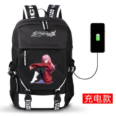 DitF DARLING в FRANXX аниме печати рюкзак ICHIGO Мику ZERO два Cos для женщин Backapck USB школьные ранцы для подростков обувь девочек