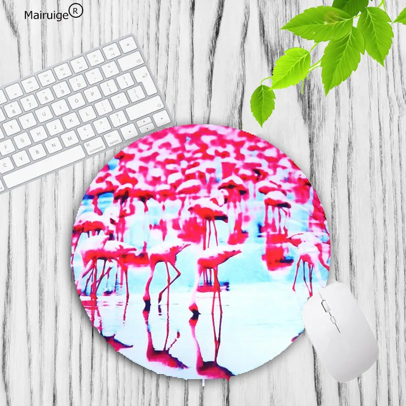 Mairuige Big Promotion Pink Flamingo Beautiful Anime Speed Mouse Mat Soft Rubber Professional Gaming Round Pad 200X200X2MM | Компьютеры и