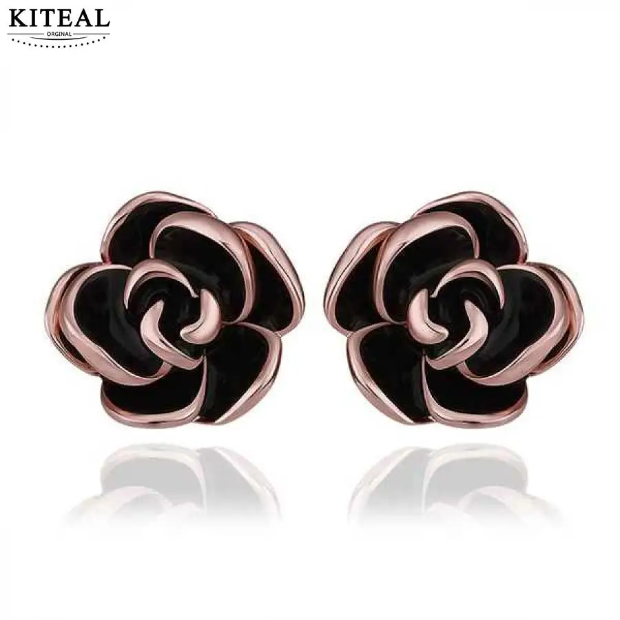 Акции KITEAL теряют деньги! Женские серьги золотого цвета с большим цветком