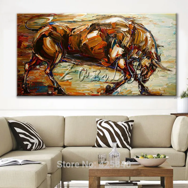 

Bull Hand Painted Canvas Abstract Oil Paintings Animals Quadros Pop Art cuadros modern wall pictures for living room home decor