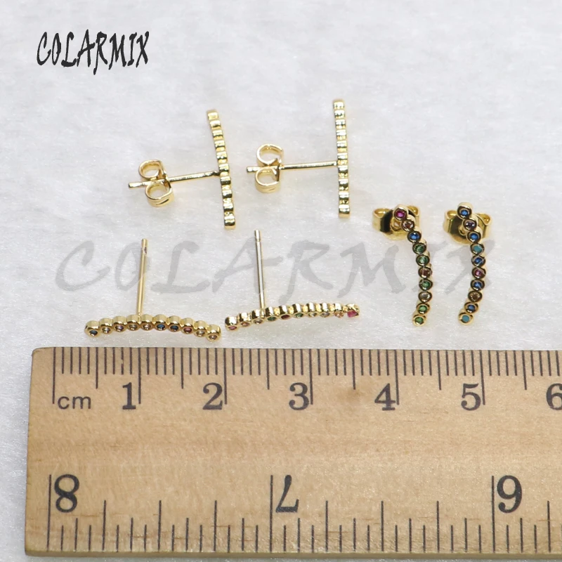 

8 Pairs Big size zircon liner earrings Mix color Crystal earrings zircon simple style jewelry earrings Gift for lady 5566