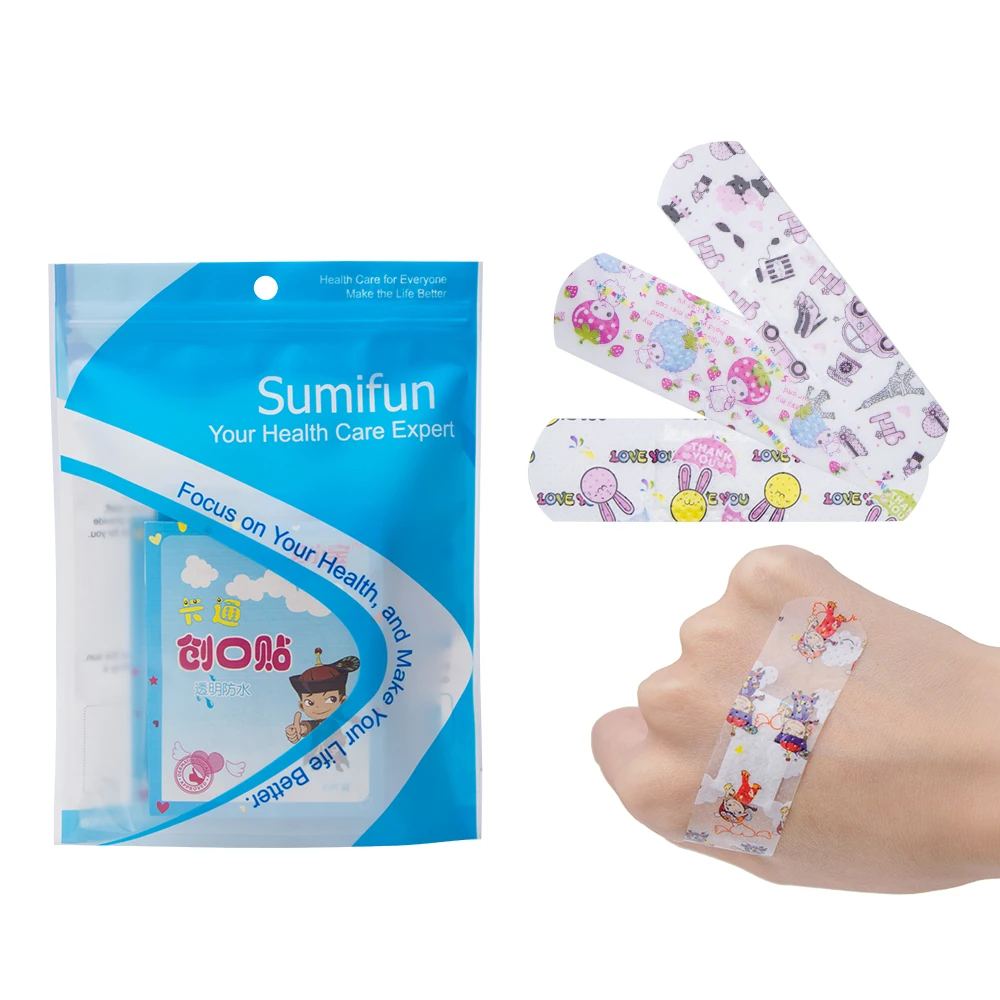 

50Pcs/5bag Waterproof Bandage First aid Hemostatic Medical Disposable Band-Aid with a Serile Stickers Gauze Pad Wound Plaster