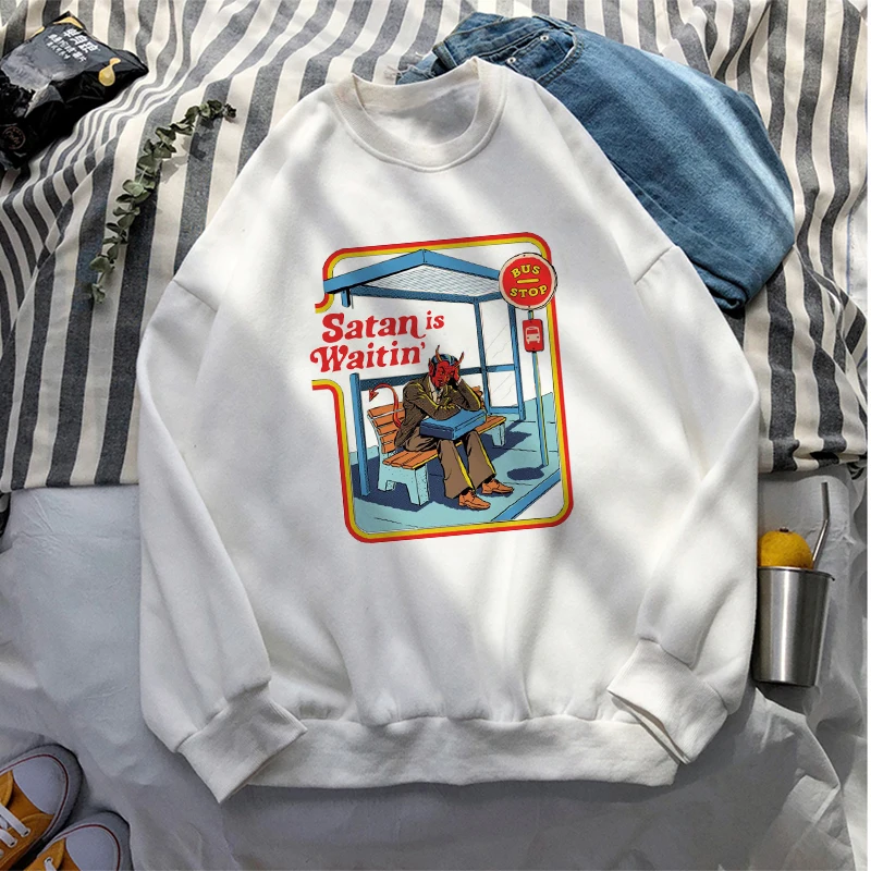 Harajuku Let's Summer Demons Графический Harajuku Tumblr мультфильм сатана вайтин принт женские топы зимние теплые Повседневные свитера