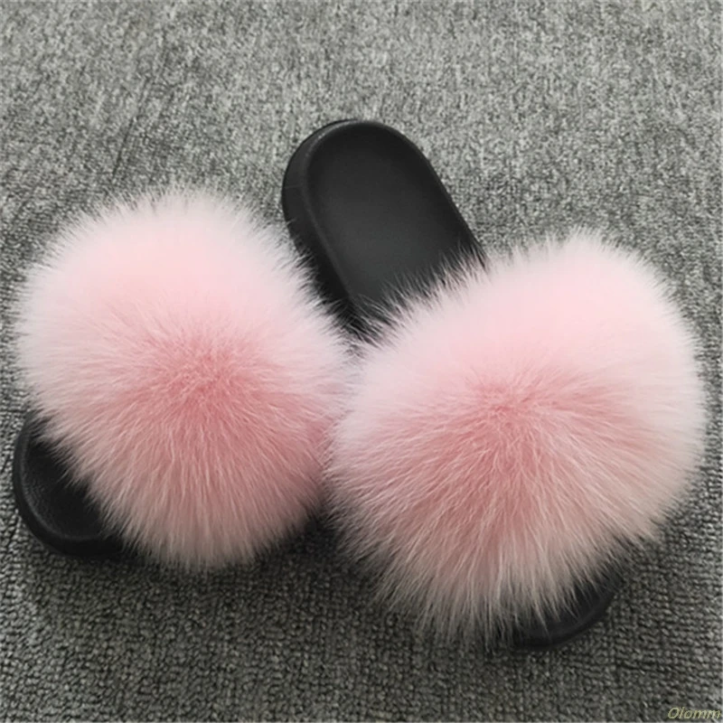 

2020 Women's Furry Slippers Ladies Cute Plush Fox Hair Fluffy Slippers Women's Fur Slippers Winter Warm Slippers for Women Hot