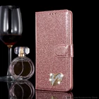 Чехол для Huawei P20 P30 Pro, кожаный чехол-книжка с блестящим бумажником для Huawei P20 Lite Mate 20 Pro, чехол для телефона с 3d-миганием и сердечком