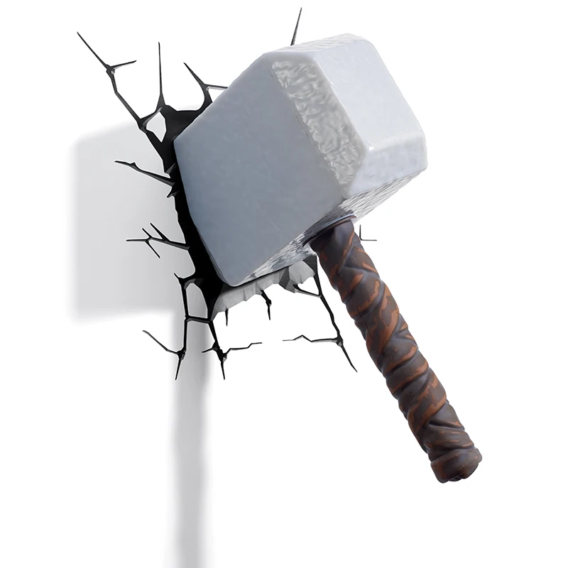 Thor-Hammer 3D Настенный светильник Marvel ночной Светильник Мстители Железный человек Капитан Америка человек паук Халк фильм вентиляторы подарки прикроватная тумбочка для спальни подарки для детей - Испускаемый цвет: Thor-Hammer