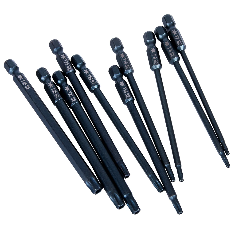 10 шт., T7-T40, Магнитная отвертка Torx, биты, 1/4 дюймов, шестигранная электрическая безопасная отвертка, набор сверл с отверстием, ручной инструмент