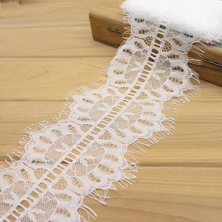 3 ярда/шт. 12 см широкие двусторонние ресницы черно-белая сетчатая вышивка кружева