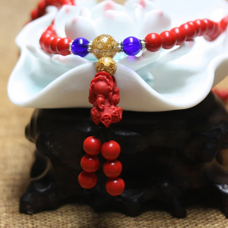 

Meajoe Trendy Multilayer Cinnabar Chain Bead Bracelet Vintage Charm Round 6mm Beads Long Bracelets Jewelry For Women Gift