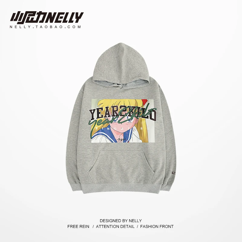 NELLY осенне-зимняя Толстовка в японском стиле с красивым принтом для девочек