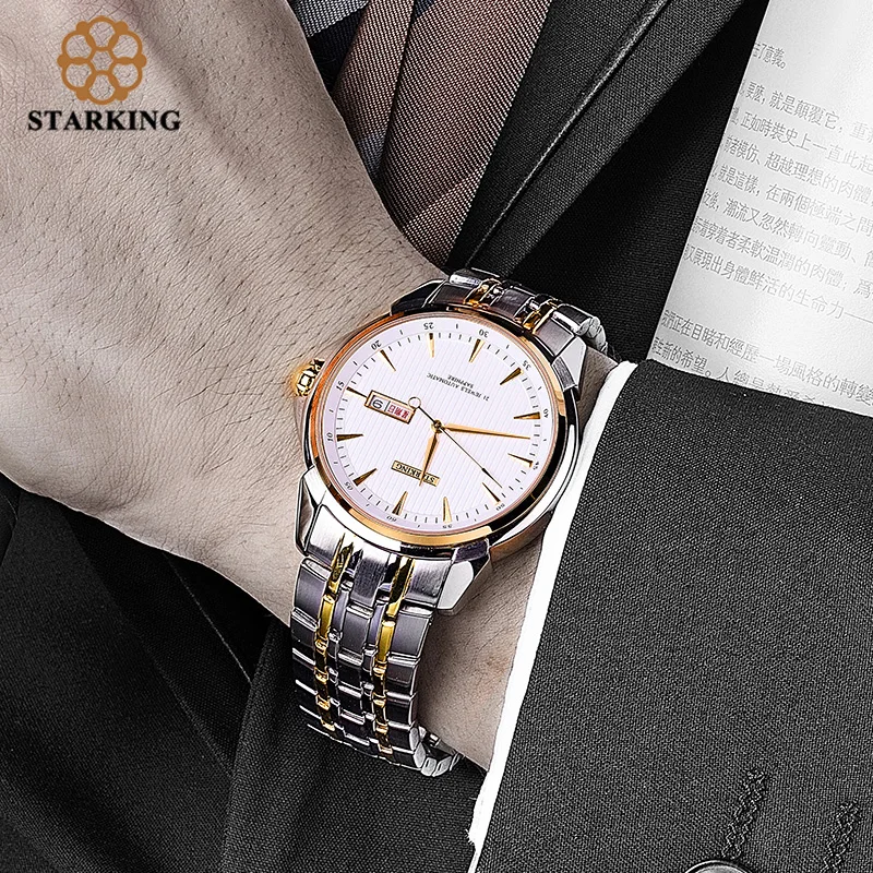 STARKING Мужские Роскошные автоматические наручные часы из нержавеющей стали