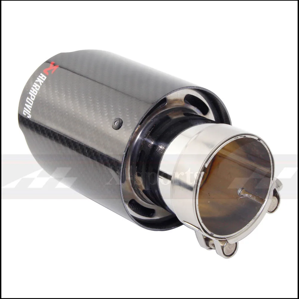 Akrapovic выхлопные трубы для автомобиля, твил, глянцевый карбоновый глушитель, наконечник хвоста, универсальный, нержавеющая сталь, прямой фланец, синий