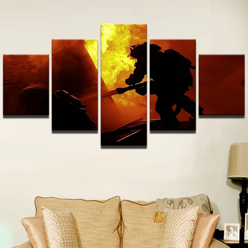 Нефрита Искусство фоторамка Номер напечатанный плакат 5 шт. пожарного пейзаж