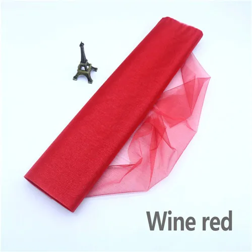 Red wine Тюль из органзы с кристаллами, ширина 48 см X 5 м, вечерние принадлежности для мероприятий, украшения свадебного стола, дня рождения, вечеринки для детей - Color: Red wine