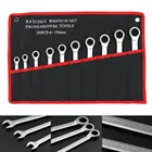 10 шт.лот фиксированная Насадка ключ с храповым механизмом 8 мм-19 мм CRV КЛЮЧ с храповым механизмом аппаратные средства с тряпичной сумкой в комплекте для домаофисастроительной площадке