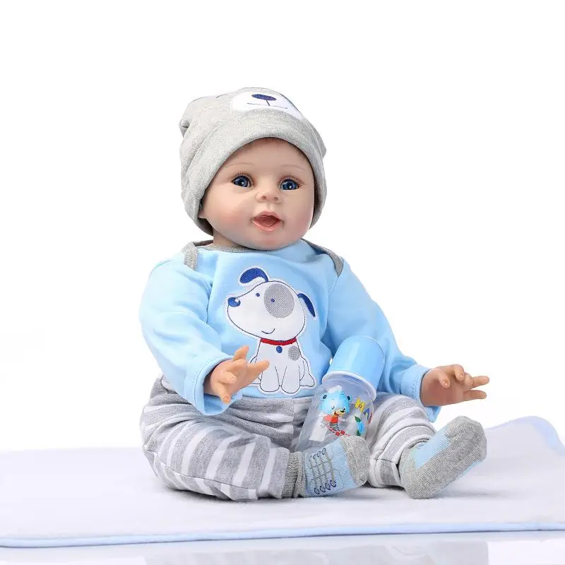 

New Arrival Soft Silicone Reborn Baby 22 Inch Cloth Body Lifelike Baby Dolls With rooted Hair Girl Bebe Alive Doll Xmas Gifts