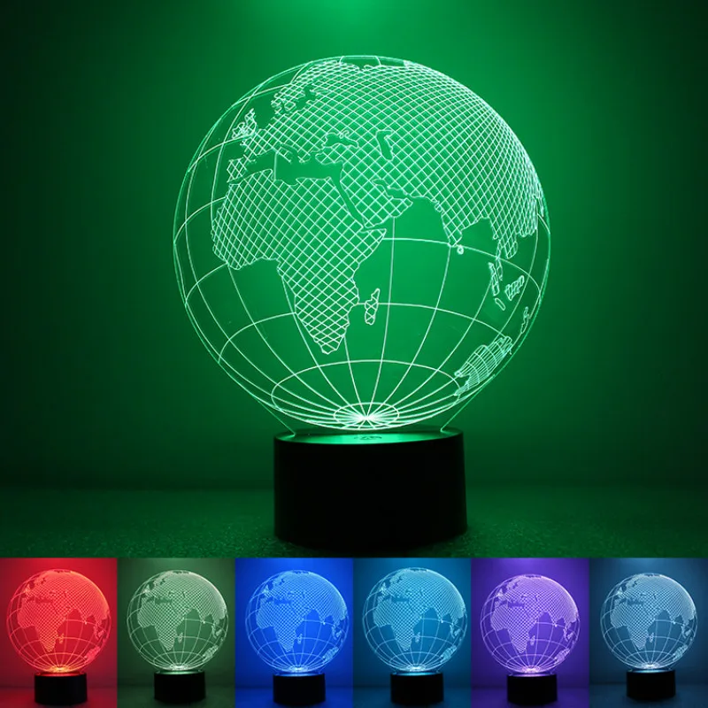 

Earth Globe 3D Illusion Desk Lamp 7 Colors Change LED Light Touch Button USB Nightlight Lighting for Home Decor New Year Gift
