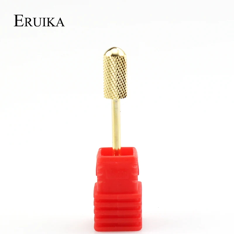 ERUIKA, 1 шт., круглые сверла из карбида для ногтей, Электрический Маникюрный сверлильный станок, фрезерный резак, вращающийся Золотой заусенец, аксессуары для дизайна ногтей
