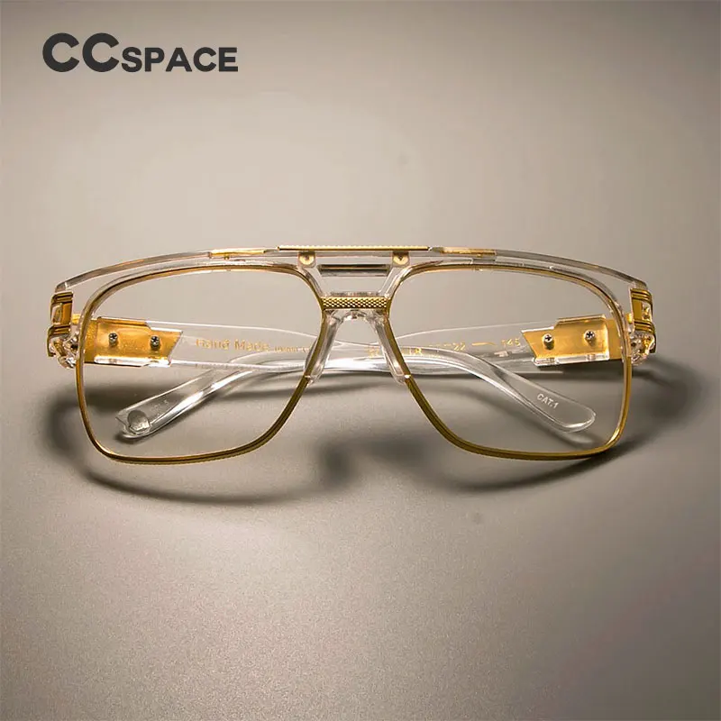 CCSPACE золотая металлическая прозрачная Классическая оправа для очков ретро квадратные брендовые Дизайнерские мужские женские очки модные очки SU108