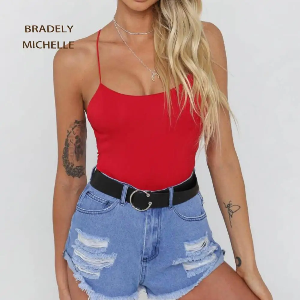Женский облегающий боди на бретельках BRADELY однотонный Боди без рукавов со