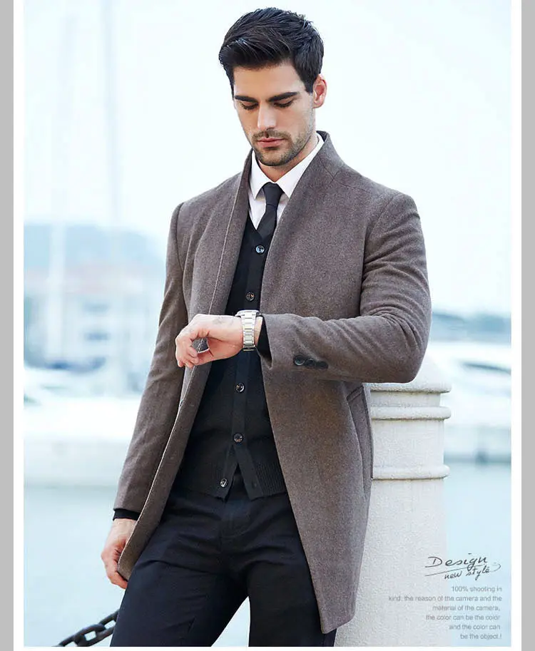 Mwxsd зимние повседневные мужские шерстяные куртки и пальто для мужчин slim fit бизнес коричневый шерстяной пальто куртка мужская шерстяная верхняя одежда